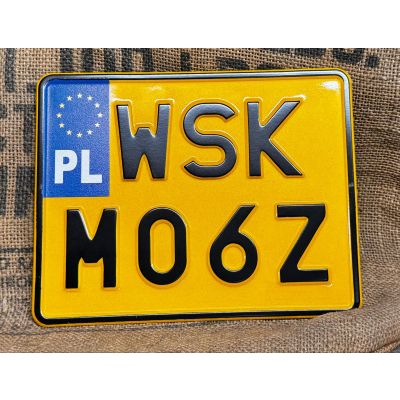 Tablica Rejestracyjna WSK 125 M06Z Żółta Zabytek Motocyklowa